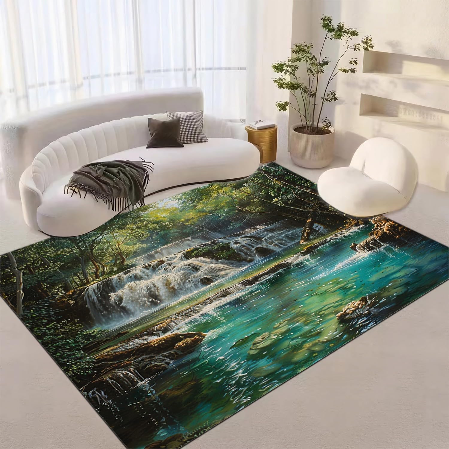 Amazon.com: Waterfall Scenic Lake River Rug 6x9 Rug Area Rugs for
